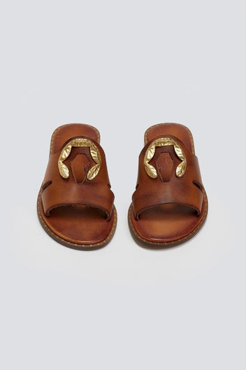 Σανδάλια δερμάτινα με διακοσμητικό Iris Sandals - Ταμπά - thefashionproject.gr - IRIS