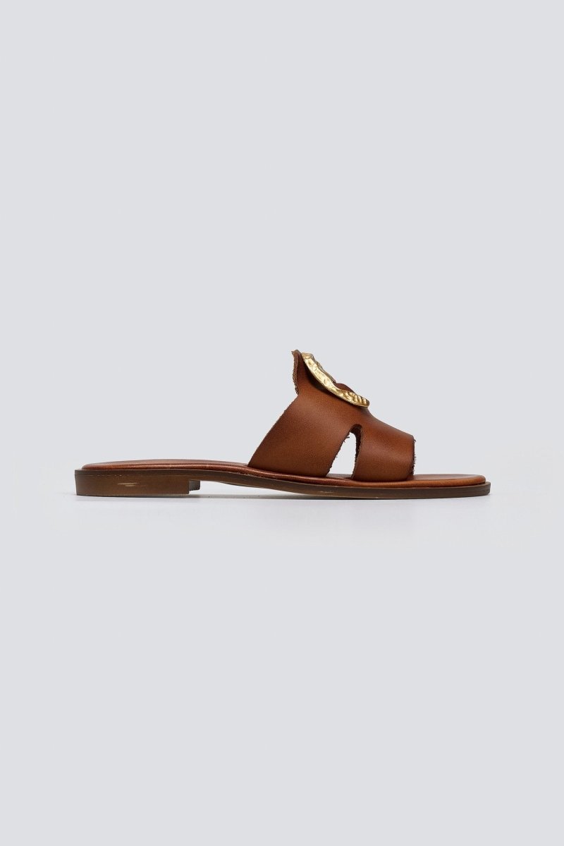 Σανδάλια δερμάτινα με διακοσμητικό Iris Sandals - Ταμπά - thefashionproject.gr - IRIS