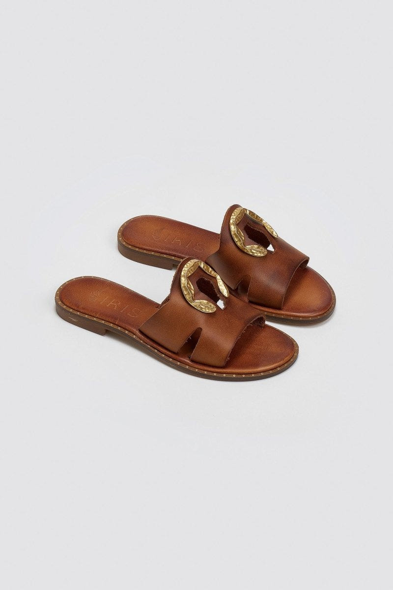 Σανδάλια δερμάτινα με διακοσμητικό Iris Sandals - Ταμπά - thefashionproject.gr - IRIS