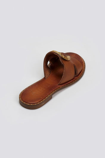 Σανδάλια δερμάτινα με διακοσμητικό Iris Sandals - Ταμπά - thefashionproject.gr - IRIS