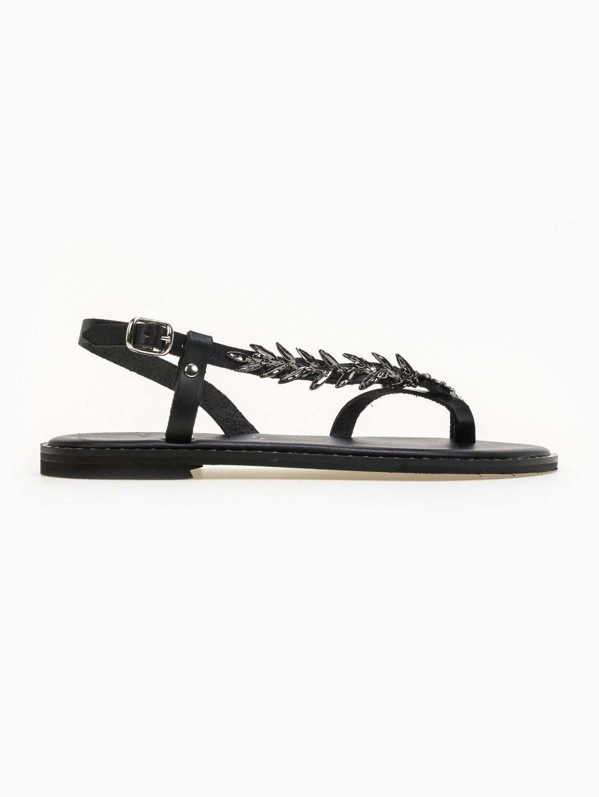 Σανδάλια δερμάτινα με διακσμητικό Iris Sandals - Μαύρο - thefashionproject.gr - IRIS