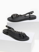 Σανδάλια δερμάτινα με διακσμητικό Iris Sandals - Μαύρο - thefashionproject.gr - IRIS