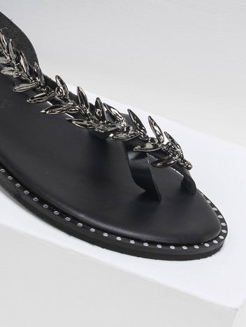 Σανδάλια δερμάτινα με διακσμητικό Iris Sandals - Μαύρο - thefashionproject.gr - IRIS