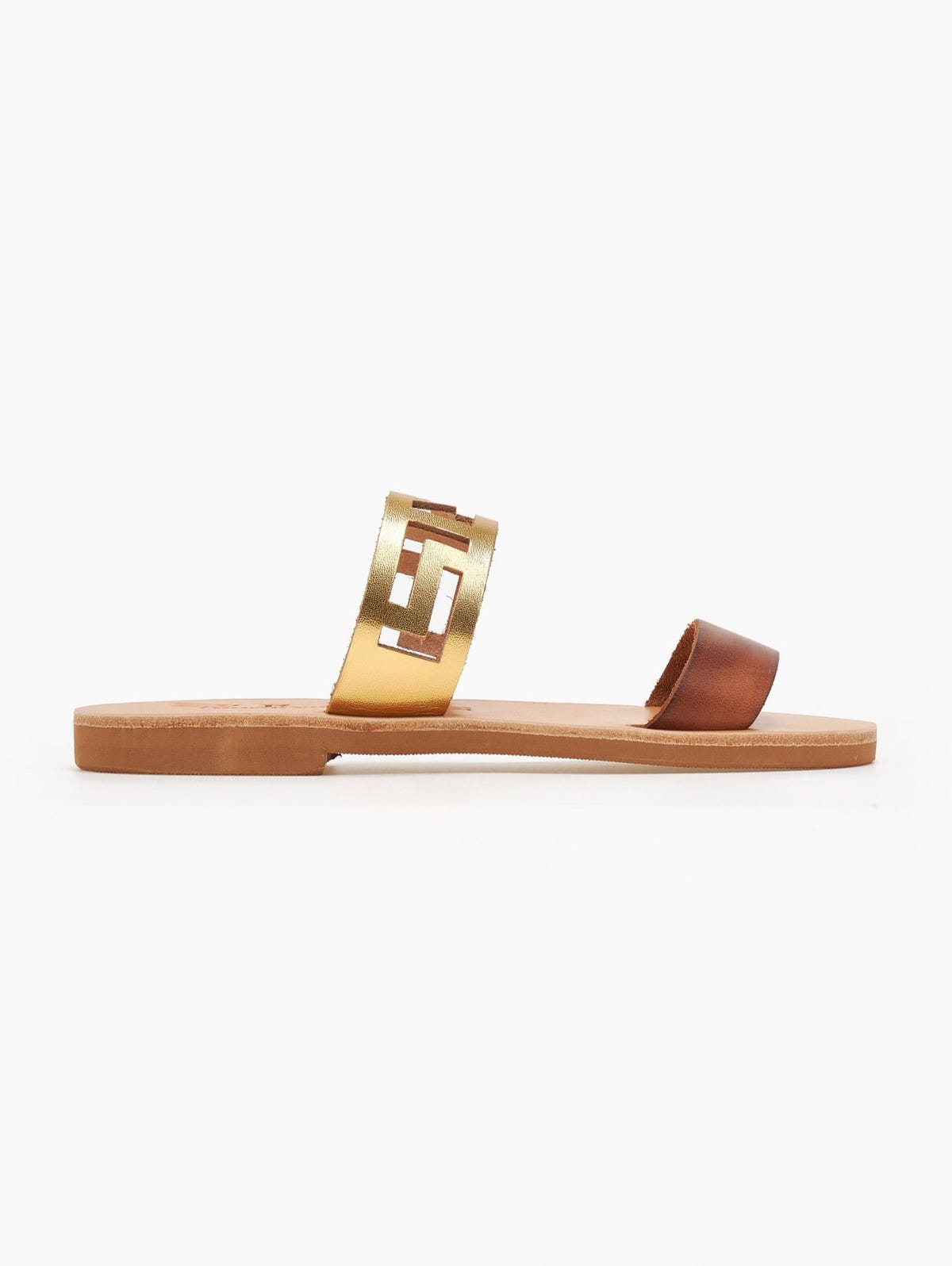 Σανδάλια δερμάτινα με διάτρητη φάσα Iris Sandals - Καφέ - thefashionproject.gr - IRIS
