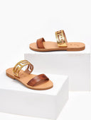 Σανδάλια δερμάτινα με διάτρητη φάσα Iris Sandals - Καφέ - thefashionproject.gr - IRIS