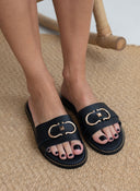 Σανδάλια δερμάτινα με φαρδιά φάσα Estil