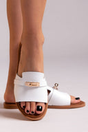 Σανδάλια δερμάτινα με φαρδιά φάσα Estil - Λευκό - thefashionproject.gr - Estil