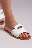 Σανδάλια δερμάτινα με φαρδιά φάσα Estil - Λευκό - thefashionproject.gr - Estil