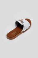 Σανδάλια δερμάτινα με φαρδιά φάσα Estil - Λευκό - thefashionproject.gr - Estil