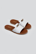 Σανδάλια δερμάτινα με φαρδιά φάσα Estil - Λευκό - thefashionproject.gr - Estil