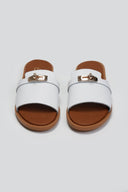 Σανδάλια δερμάτινα με φαρδιά φάσα Estil - Λευκό - thefashionproject.gr - Estil