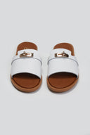 Σανδάλια δερμάτινα με φαρδιά φάσα Estil - Λευκό - thefashionproject.gr - Estil