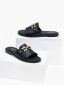 Σανδάλια δερμάτινα με φαρδιά φάσα Estil - Μαύρο - thefashionproject.gr - Estil