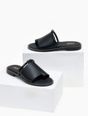 Σανδάλια δερμάτινα με φαρδιά φάσα Estil - Μαύρο - thefashionproject.gr - Estil
