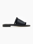 Σανδάλια δερμάτινα με φαρδιά φάσα Estil - Μαύρο - thefashionproject.gr - Estil