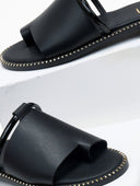 Σανδάλια δερμάτινα με φαρδιά φάσα Estil - Μαύρο - thefashionproject.gr - Estil