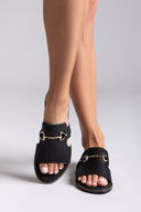Σανδάλια δερμάτινα με φαρδιά φάσα Estil - Μαύρο - thefashionproject.gr - Estil