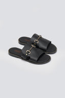 Σανδάλια δερμάτινα με φαρδιά φάσα Estil - Μαύρο - thefashionproject.gr - Estil