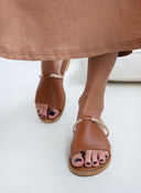Σανδάλια δερμάτινα με φαρδιά φάσα Estil - Ταμπά - thefashionproject.gr - Estil