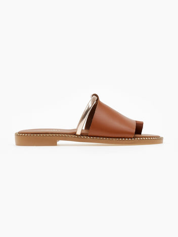 Σανδάλια δερμάτινα με φαρδιά φάσα Estil - Ταμπά - thefashionproject.gr - Estil