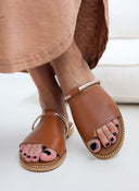 Σανδάλια δερμάτινα με φαρδιά φάσα Estil - Ταμπά - thefashionproject.gr - Estil