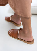 Σανδάλια δερμάτινα με φαρδιά φάσα Estil - Ταμπά - thefashionproject.gr - Estil