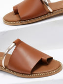 Σανδάλια δερμάτινα με φαρδιά φάσα Estil - Ταμπά - thefashionproject.gr - Estil