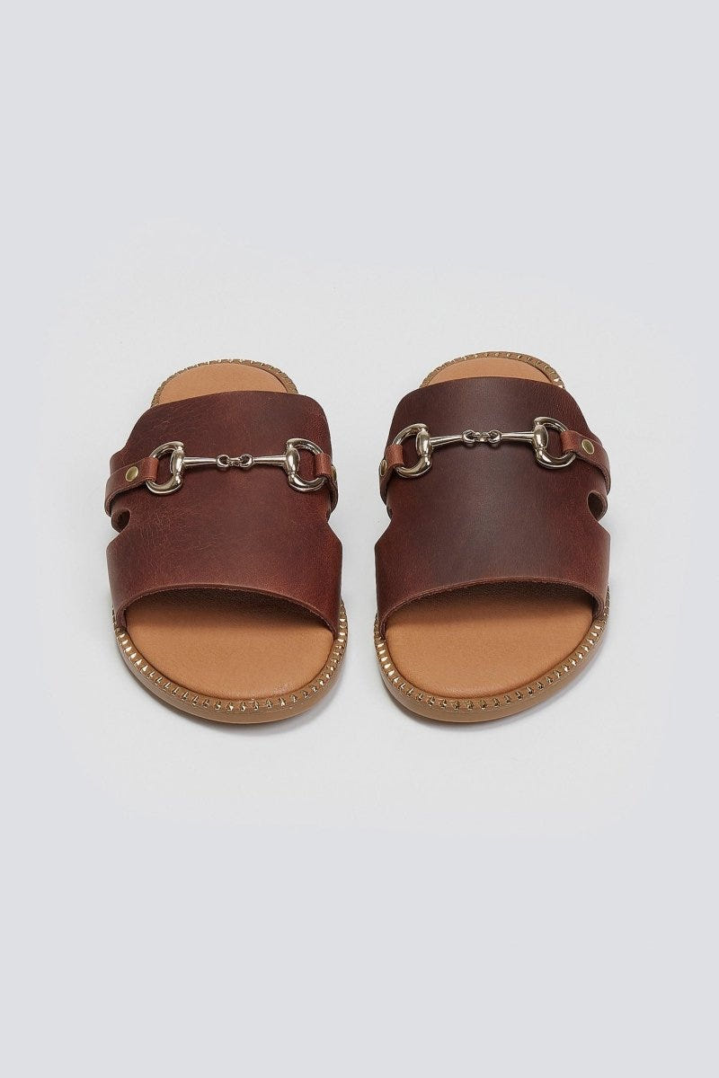 Σανδάλια δερμάτινα με φαρδιά φάσα Estil - Ταμπά - thefashionproject.gr - Estil
