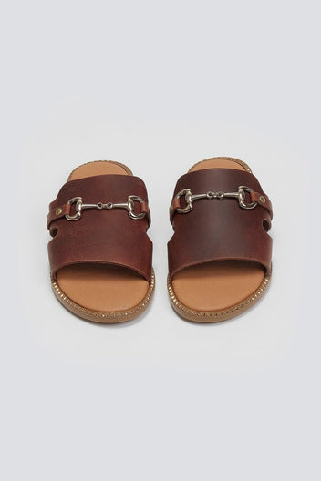 Σανδάλια δερμάτινα με φαρδιά φάσα Estil - Ταμπά - thefashionproject.gr - Estil