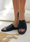 Σανδάλια δερμάτινα με φαρδιά φάσα TFP - Μαύρο - thefashionproject.gr - TFP