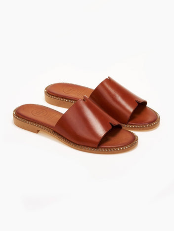 Σανδάλια δερμάτινα με φαρδιά φάσα TFP - Ταμπά - thefashionproject.gr - TFP