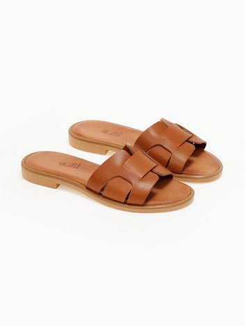 Σανδάλια δερμάτινα με φάσα estil - Ταμπά - thefashionproject.gr - Estil