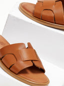 Σανδάλια δερμάτινα με φάσα estil - Ταμπά - thefashionproject.gr - Estil