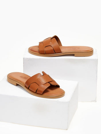 Σανδάλια δερμάτινα με φάσα estil - Ταμπά - thefashionproject.gr - Estil