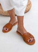 Σανδάλια δερμάτινα με φάσα estil - Ταμπά - thefashionproject.gr - Estil