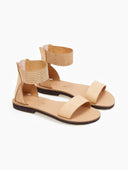 Σανδάλια δερμάτινα με φερμουάρ estil - Φυσικό - thefashionproject.gr - Estil