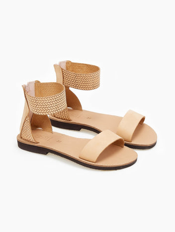 Σανδάλια δερμάτινα με φερμουάρ estil - Φυσικό - thefashionproject.gr - Estil