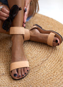 Σανδάλια δερμάτινα με φερμουάρ estil - Φυσικό - thefashionproject.gr - Estil