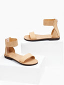 Σανδάλια δερμάτινα με φερμουάρ estil - Φυσικό - thefashionproject.gr - Estil