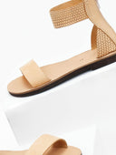 Σανδάλια δερμάτινα με φερμουάρ estil - Φυσικό - thefashionproject.gr - Estil