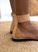 Σανδάλια δερμάτινα με φερμουάρ estil - Φυσικό - thefashionproject.gr - Estil