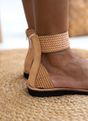 Σανδάλια δερμάτινα με φερμουάρ estil - Φυσικό - thefashionproject.gr - Estil