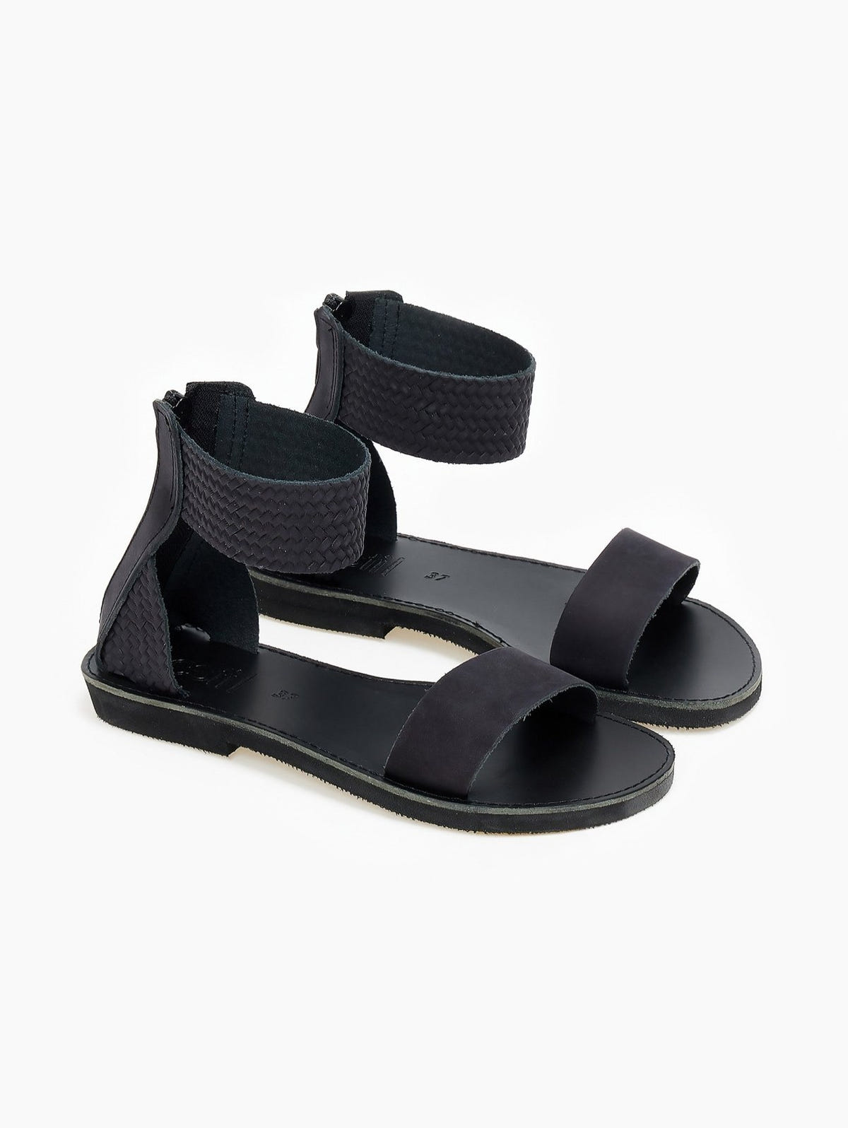 Σανδάλια δερμάτινα με φερμουάρ estil - Μαύρο - thefashionproject.gr - Estil