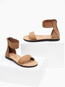 Σανδάλια δερμάτινα με φερμουάρ estil - Τάουπε - thefashionproject.gr - Estil