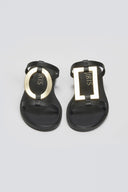 Σανδάλια δερμάτινα με γεωμετρικά σχήματα Iris Sandals - Μαύρο/Χρυσό - thefashionproject.gr - IRIS
