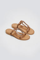 Σανδάλια δερμάτινα με γεωμετρικά σχήματα Iris Sandals - Mocha - thefashionproject.gr - IRIS