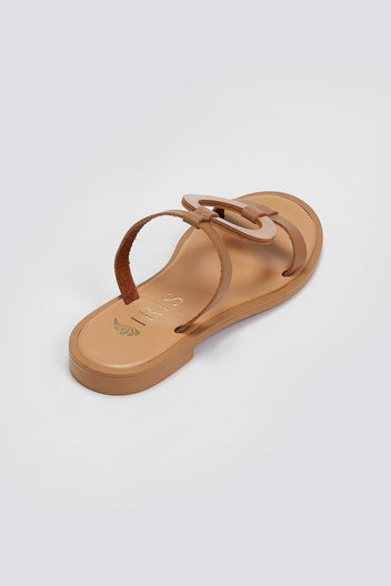 Σανδάλια δερμάτινα με γεωμετρικά σχήματα Iris Sandals - Mocha - thefashionproject.gr - IRIS