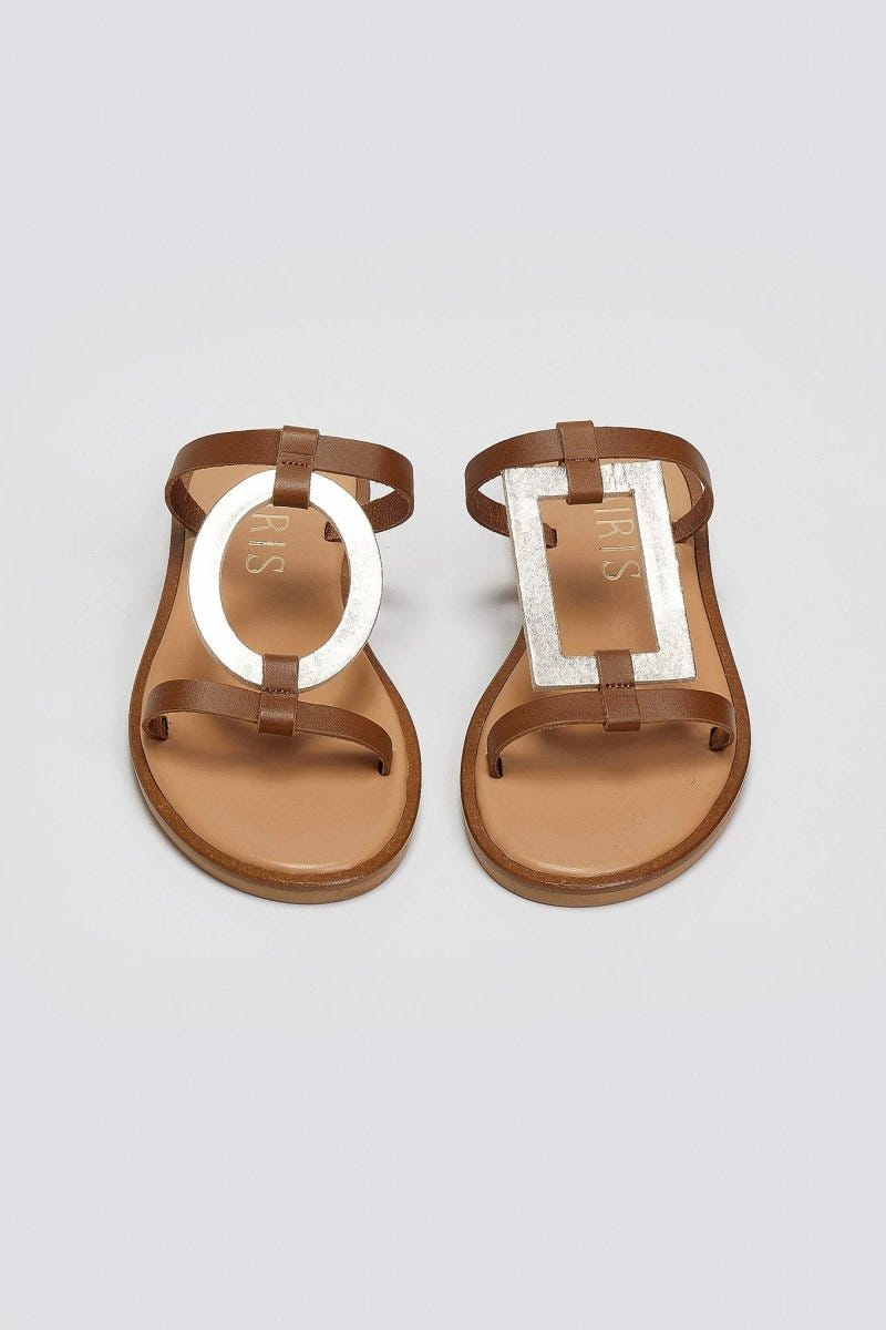 Σανδάλια δερμάτινα με γεωμετρικά σχήματα Iris Sandals - Ταμπά - thefashionproject.gr - IRIS