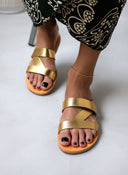 Σανδάλια δερμάτινα με ιδιαίτερες φάσες Iris Sandals - Χρυσό - thefashionproject.gr - IRIS