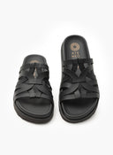 Σανδάλια δερμάτινα με ιδιαίτερη φάσα ATENEO - Μαύρο - thefashionproject.gr - ATENEO